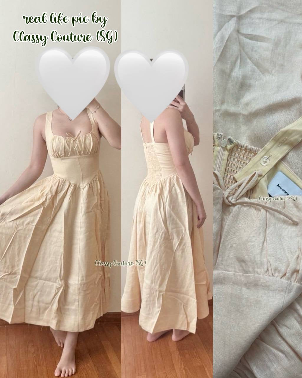 (PART 2/2) Ref Balia Midi Dress in White Linen | Parmesan Linen | Cotton Blue Denim
