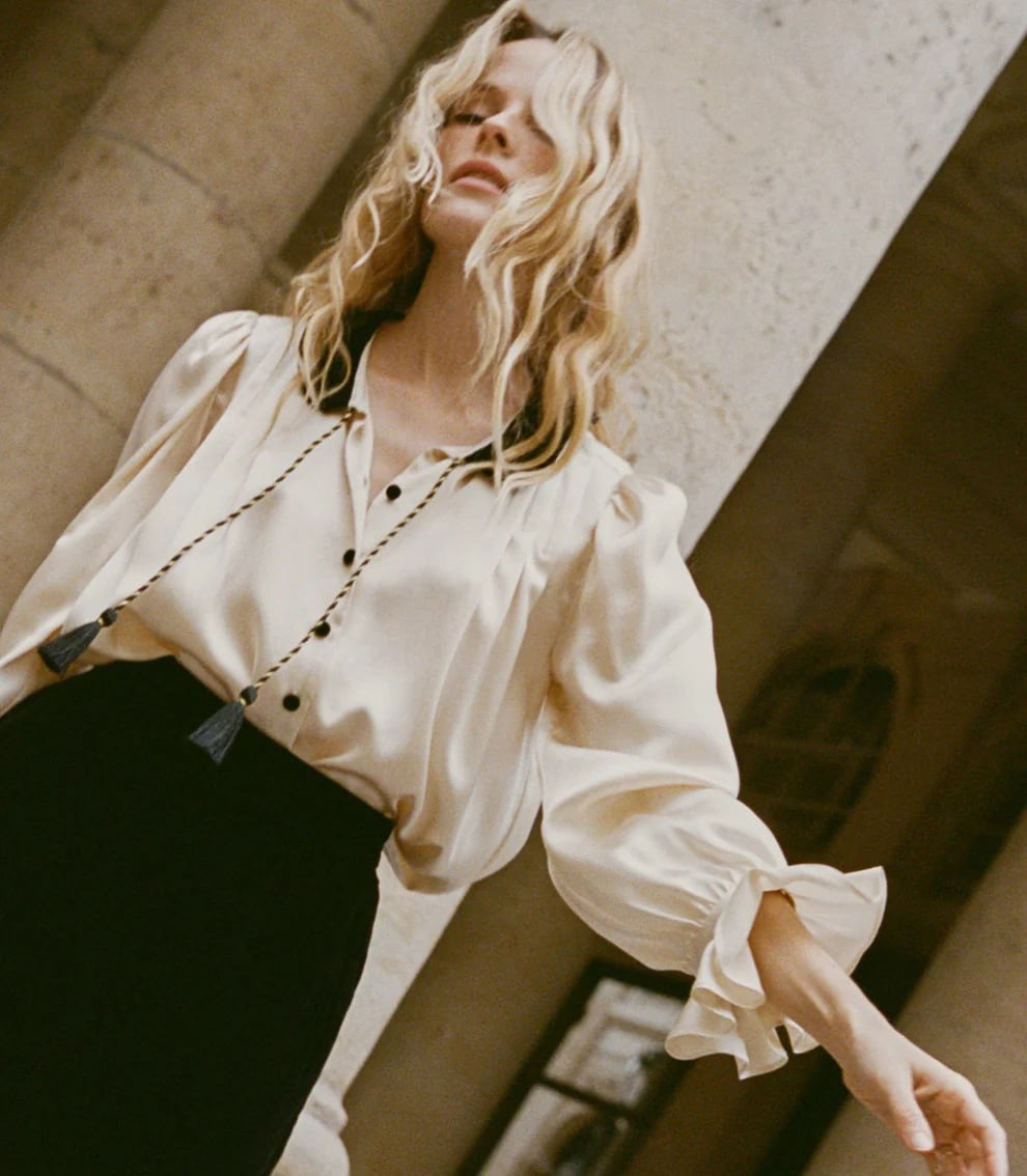 DN Simone Silk Long Sleeve Blouse Top