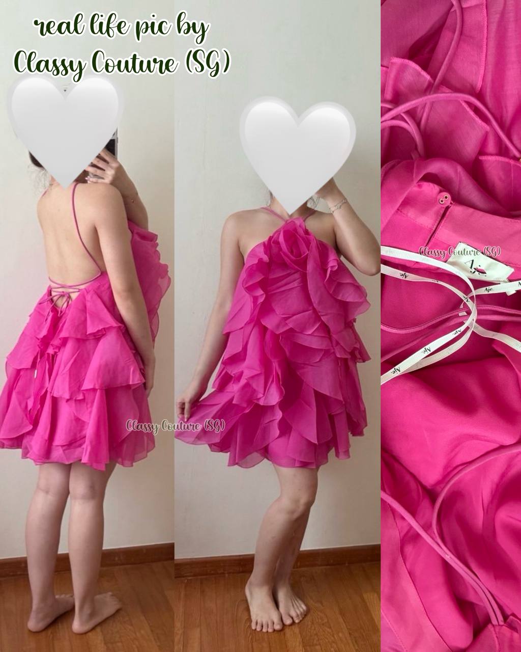 AJ Pandorea Layered Mini Dress in Fuchsia Rose