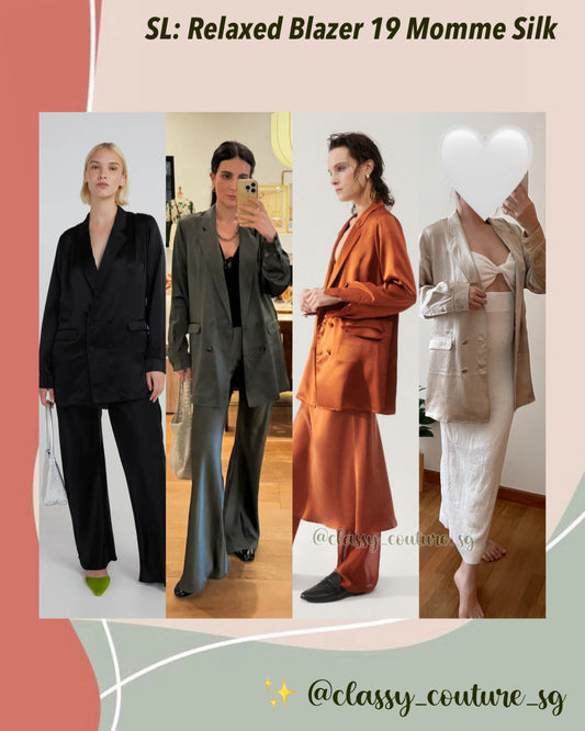 SL Relaxed Blazer Thick 19 Momme Silk in Black | Cedar | Umber