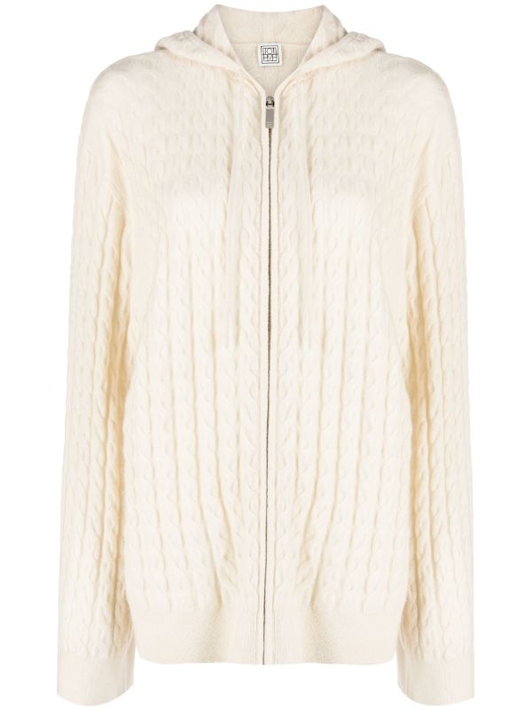 Tot Bevy Cable Knit Wool-Cashmere Hoodie Jacket