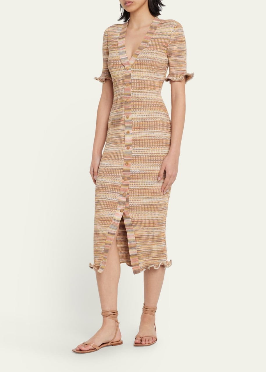 Jon Sim Joei Space-dyed Knit Lettuce-edge Midi Dress