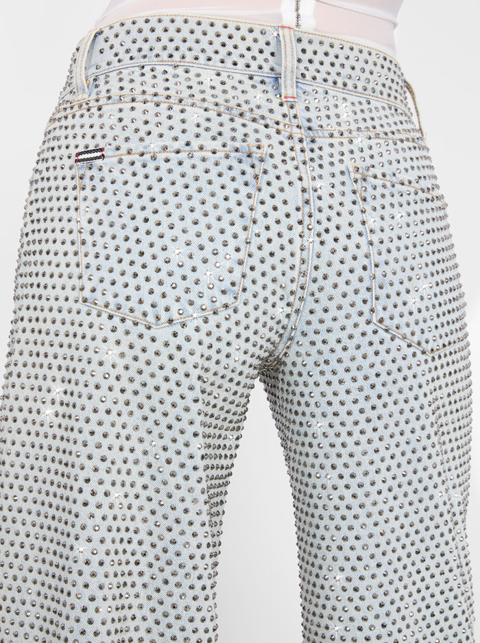 AO Trish Rhinestone Embellished Low-Rise Wide Leg Jean Pants
