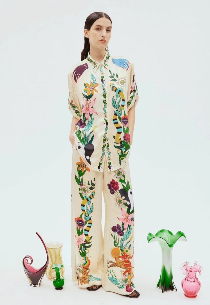 ALM Meagan Oversized Silk Shirt | Pants | Set