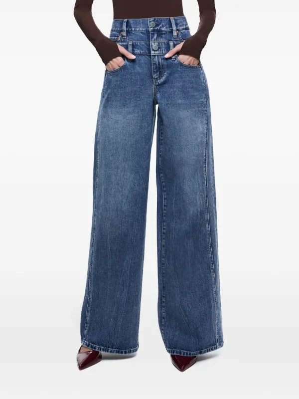 AO Double Waistband Wide Leg Jeans Pants