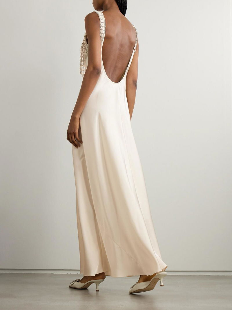 SP Cream Satin Diamante Bralette Mini | Maxi Dress