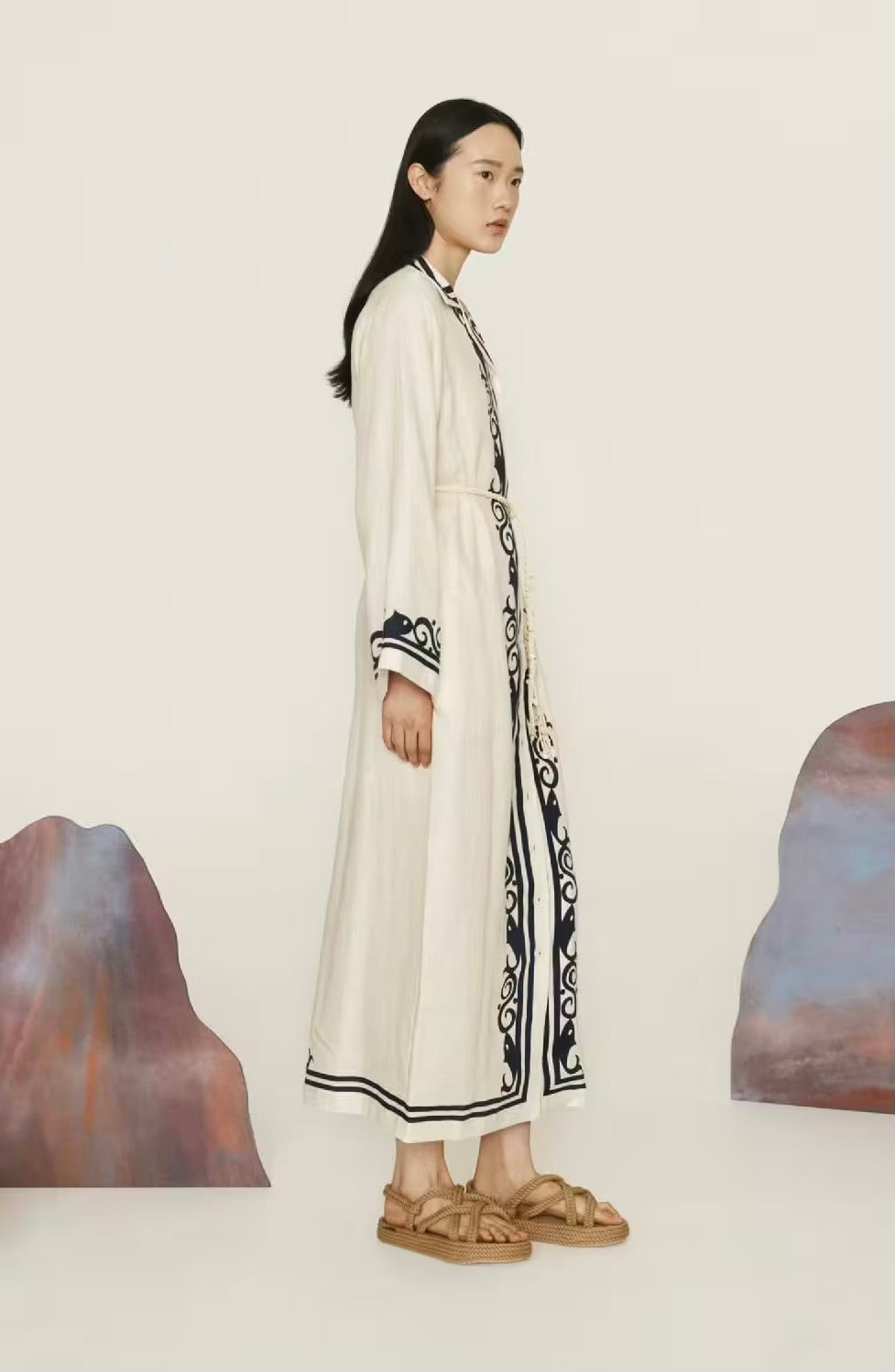 ALM Marine Linen Midi Dress Shirtdress