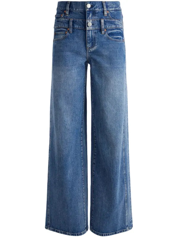 AO Double Waistband Wide Leg Jeans Pants