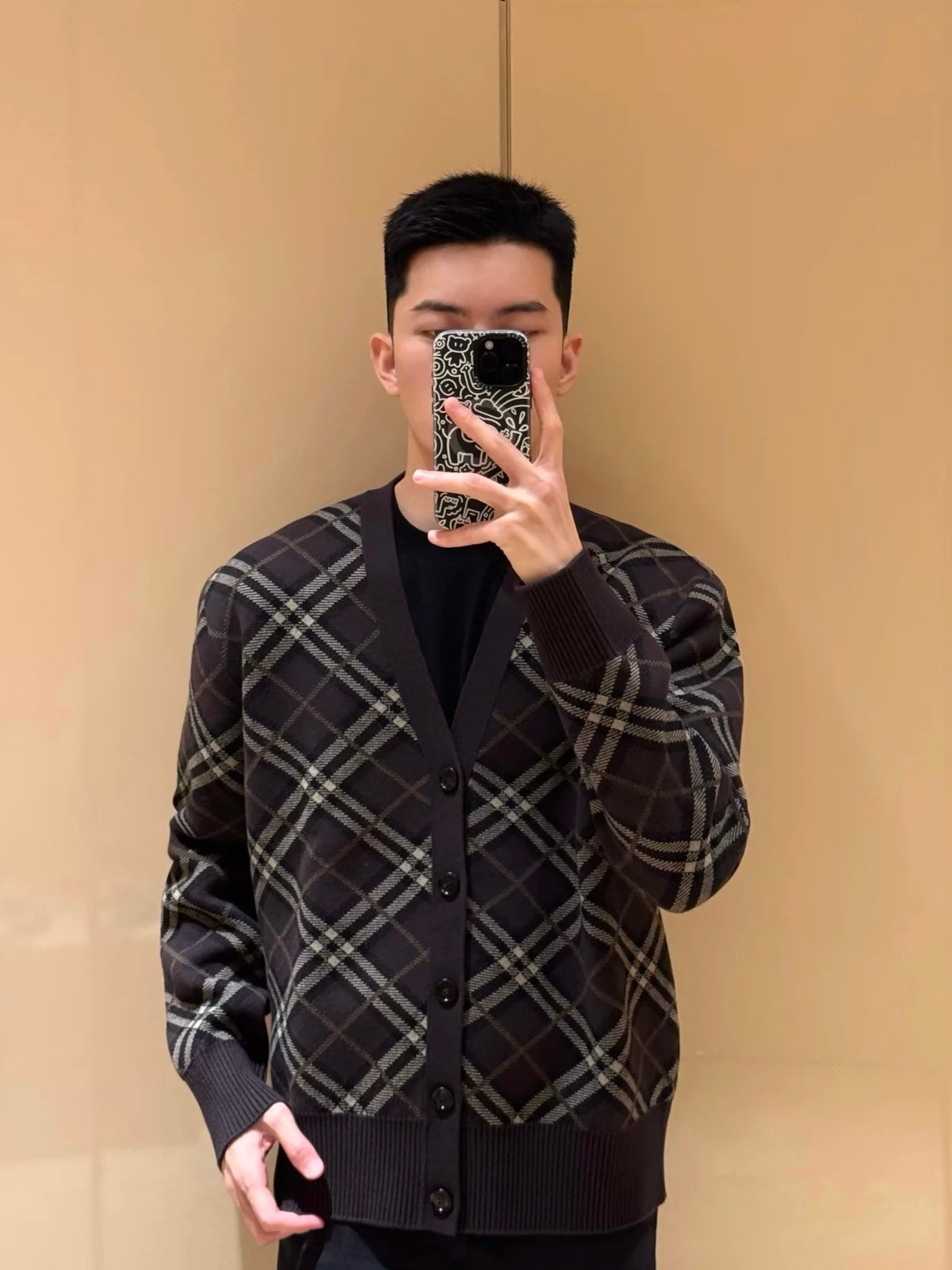 BBR Men’s / Unisex Check Wool-Cashmere Button-down Cardigan | Pullover Crewneck Sweater