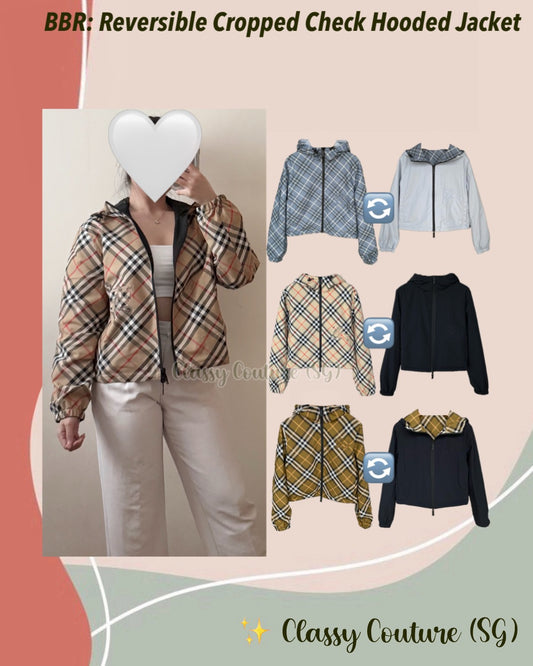 BBR Women’s Reversible Check Hooded Cropped Jacket