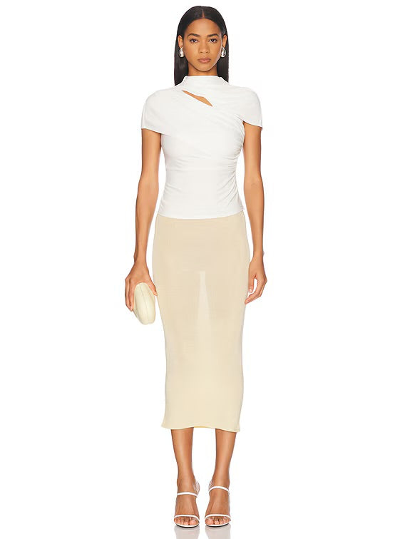 SP Cream Jersey Gathered Top