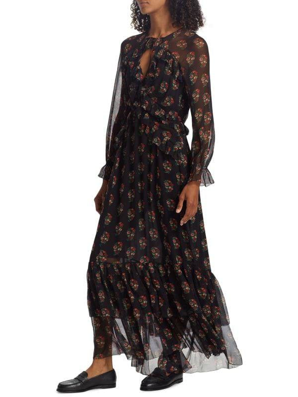 DN Saffron Floral Silk Maxi Dress