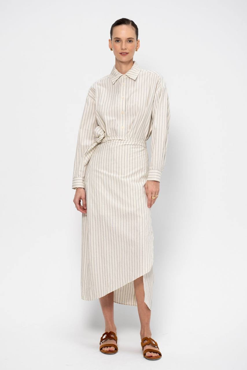 AA Alessandra Sarong Cotton Shirtdress Midi Dress