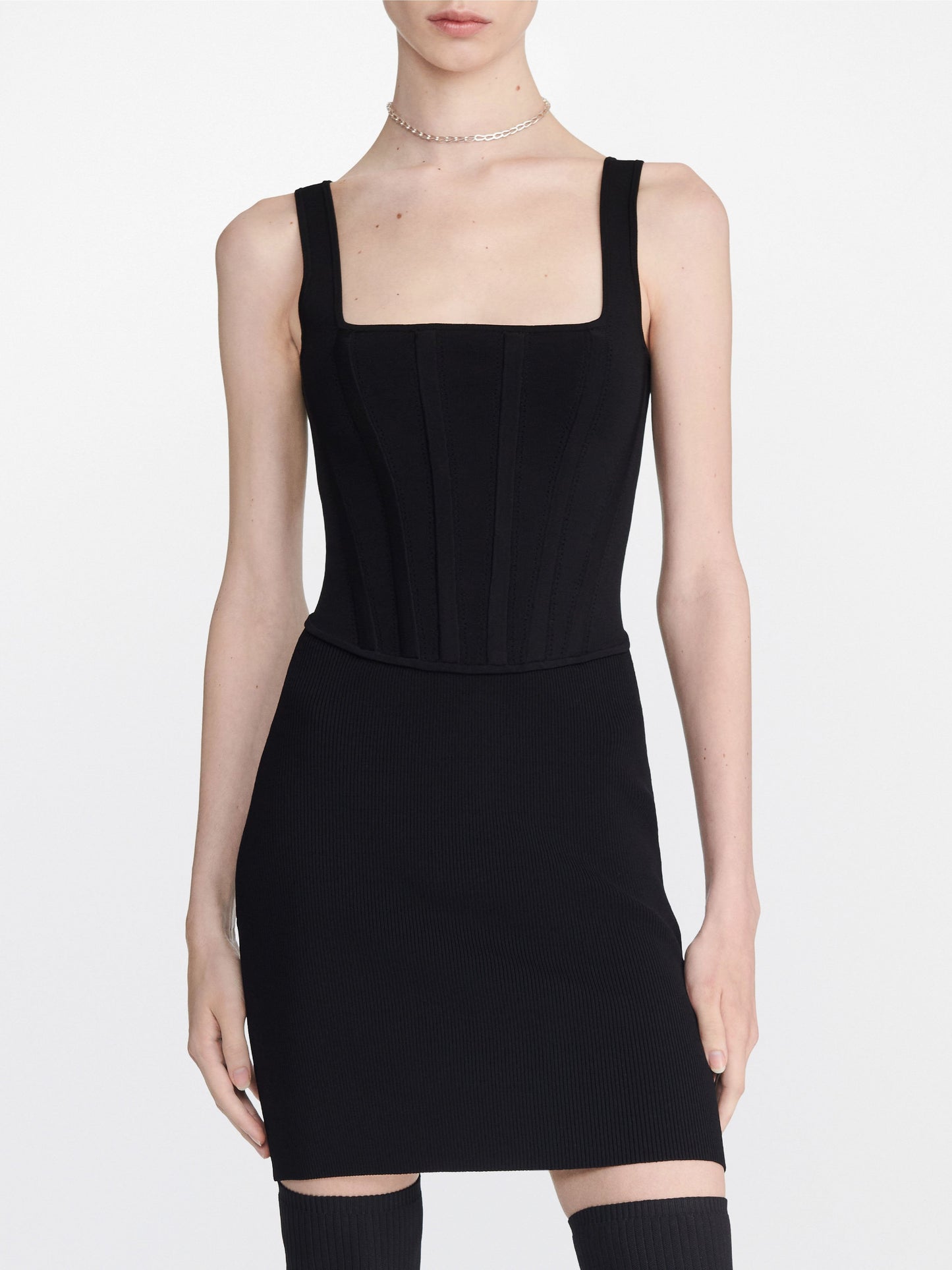 DLee Pointelle Corset Mini Dress Viscose Blend