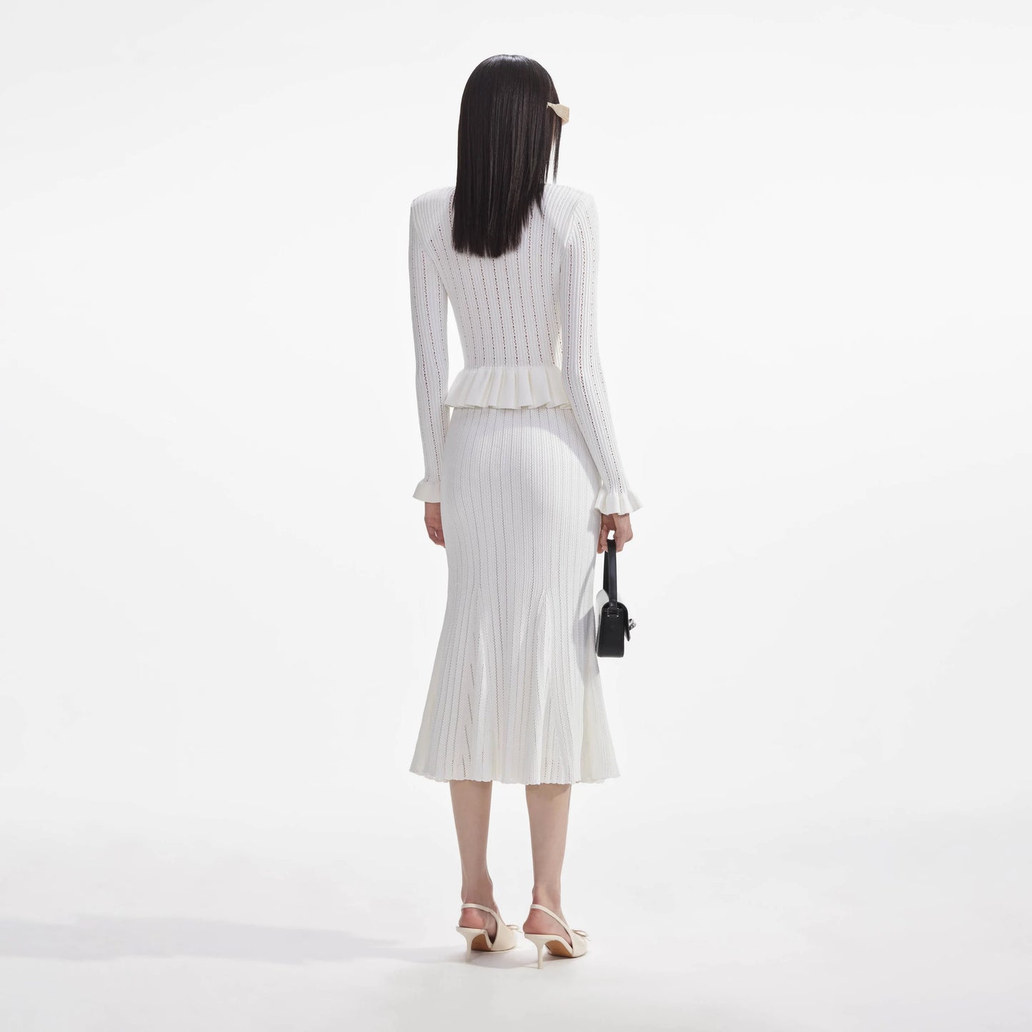 SP White Knit Peplum Mini | Midi Dress