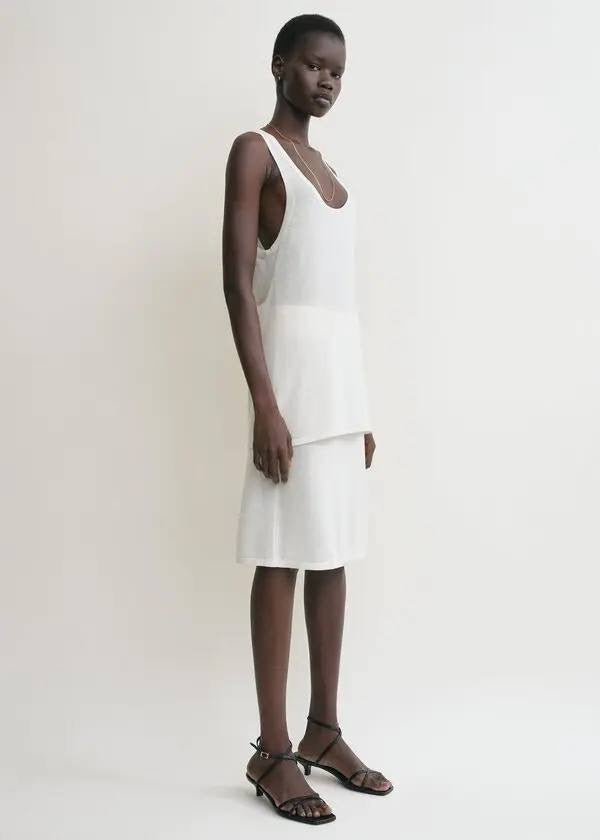 Tot Short Lyocell-Cashmere Fine Knit Mini-Midi Skirt
