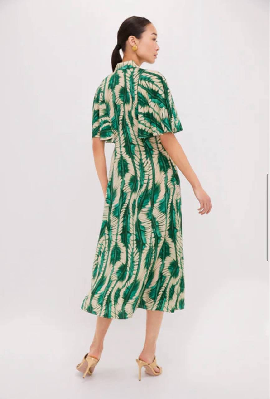 UJ Silhouette Silk Crepe Midi Dress in Acacia