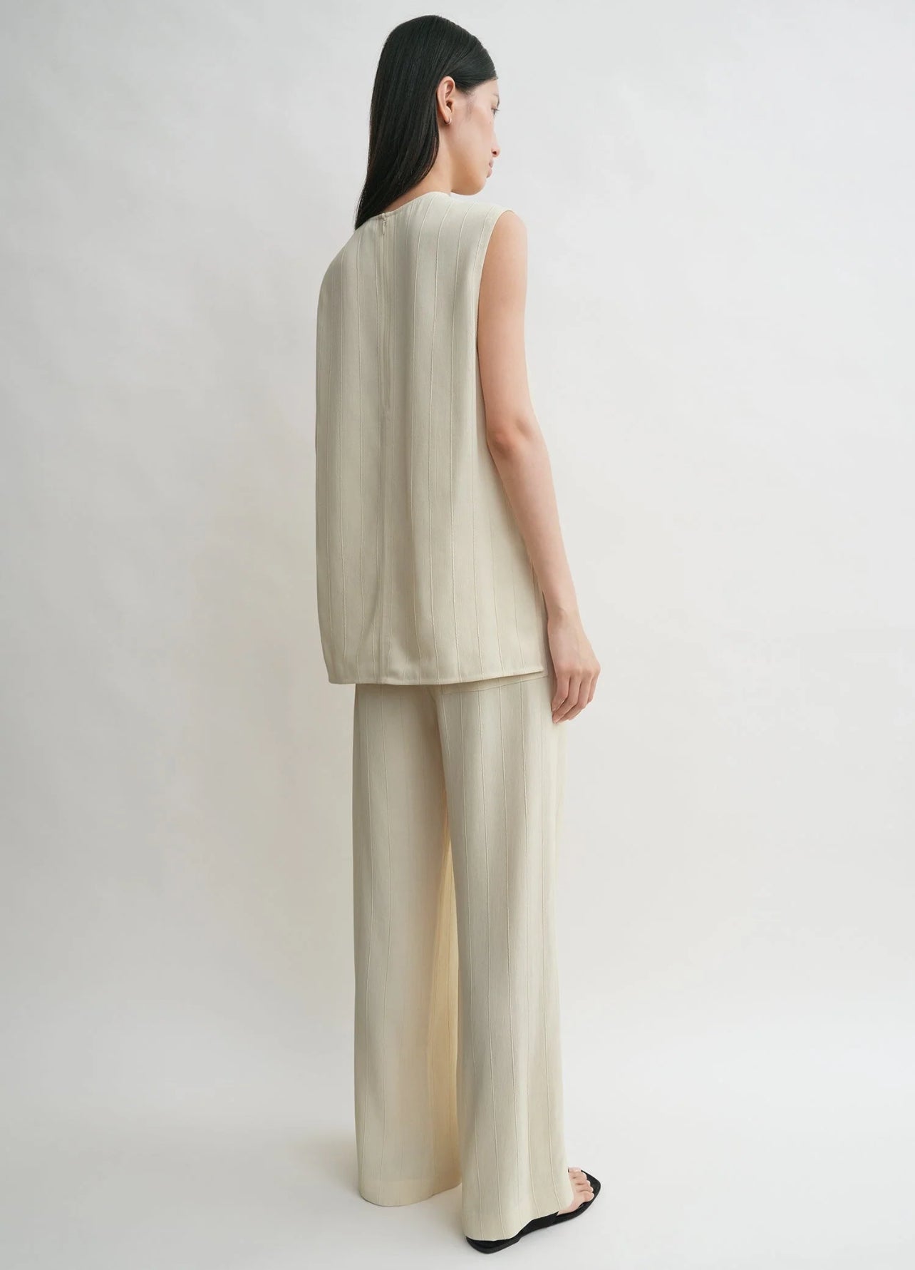 Tot Woven Stripe Top | Pants | Viscose-Linen Set