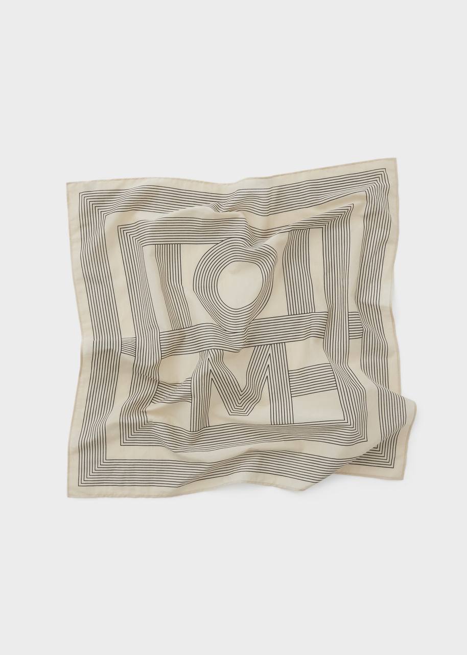 Tot Monogram Stripe Print Cotton-Silk Scarf 57*57cm