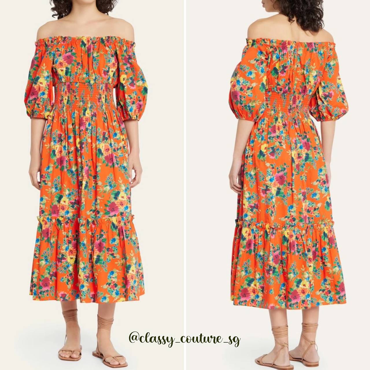 CC Mimi Off Shoulder Midi Dress - cotton poplin