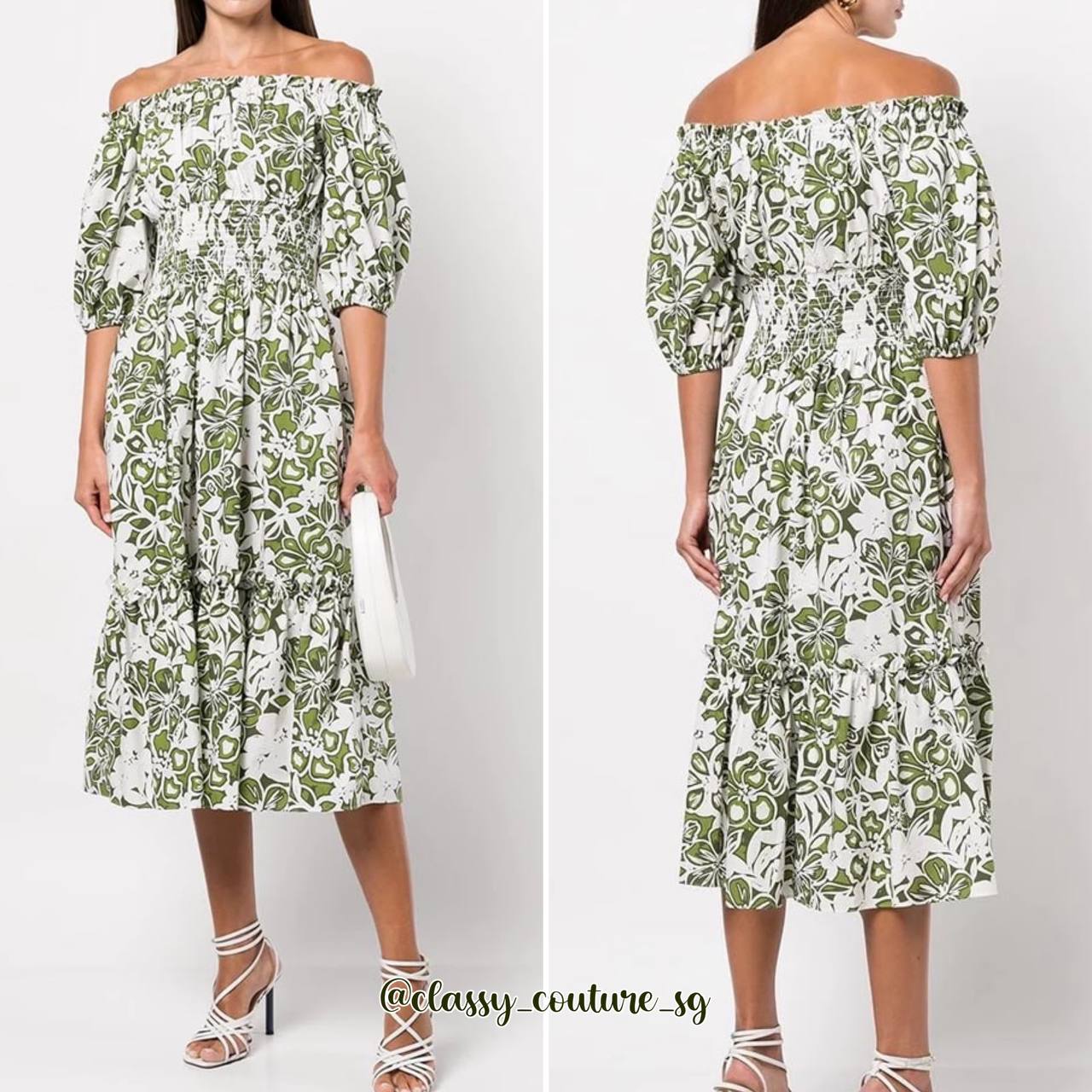 CC Mimi Off Shoulder Midi Dress - cotton poplin