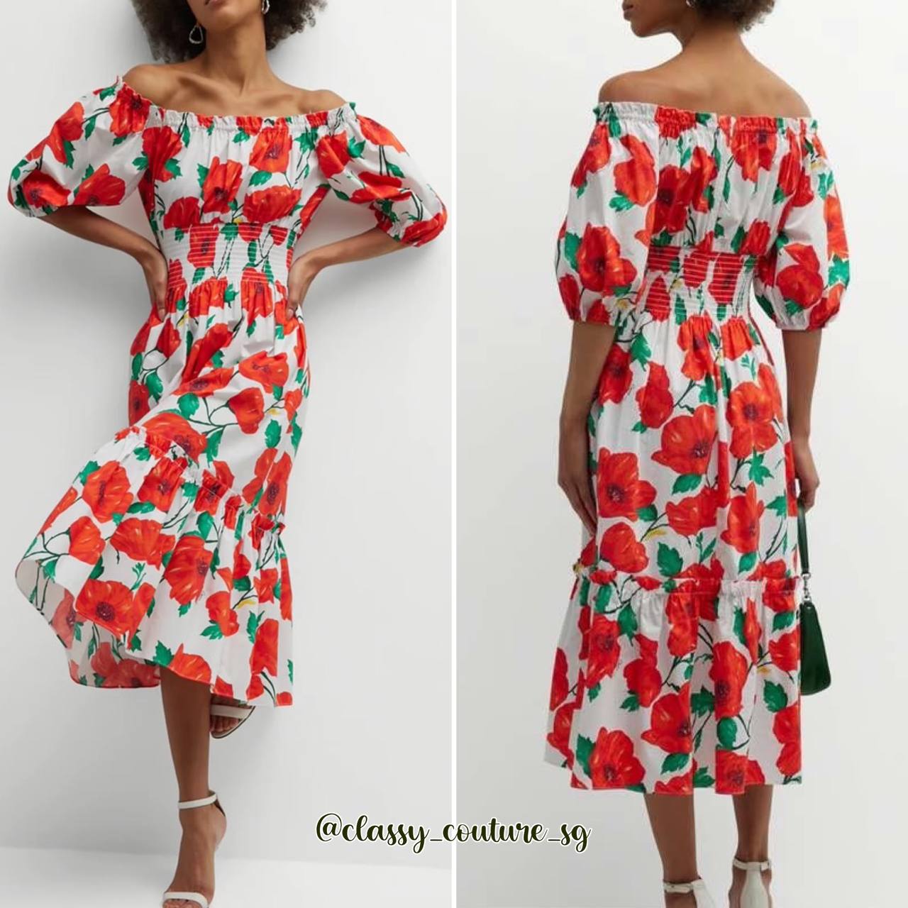 CC Mimi Off Shoulder Midi Dress - cotton poplin