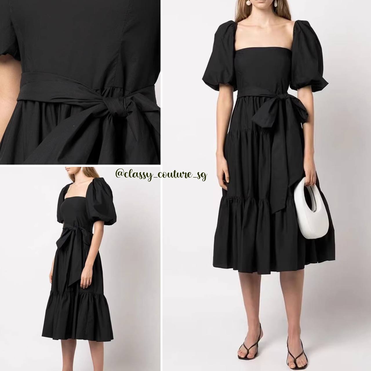 CC Sydney Cotton Midi Dress in White | Black