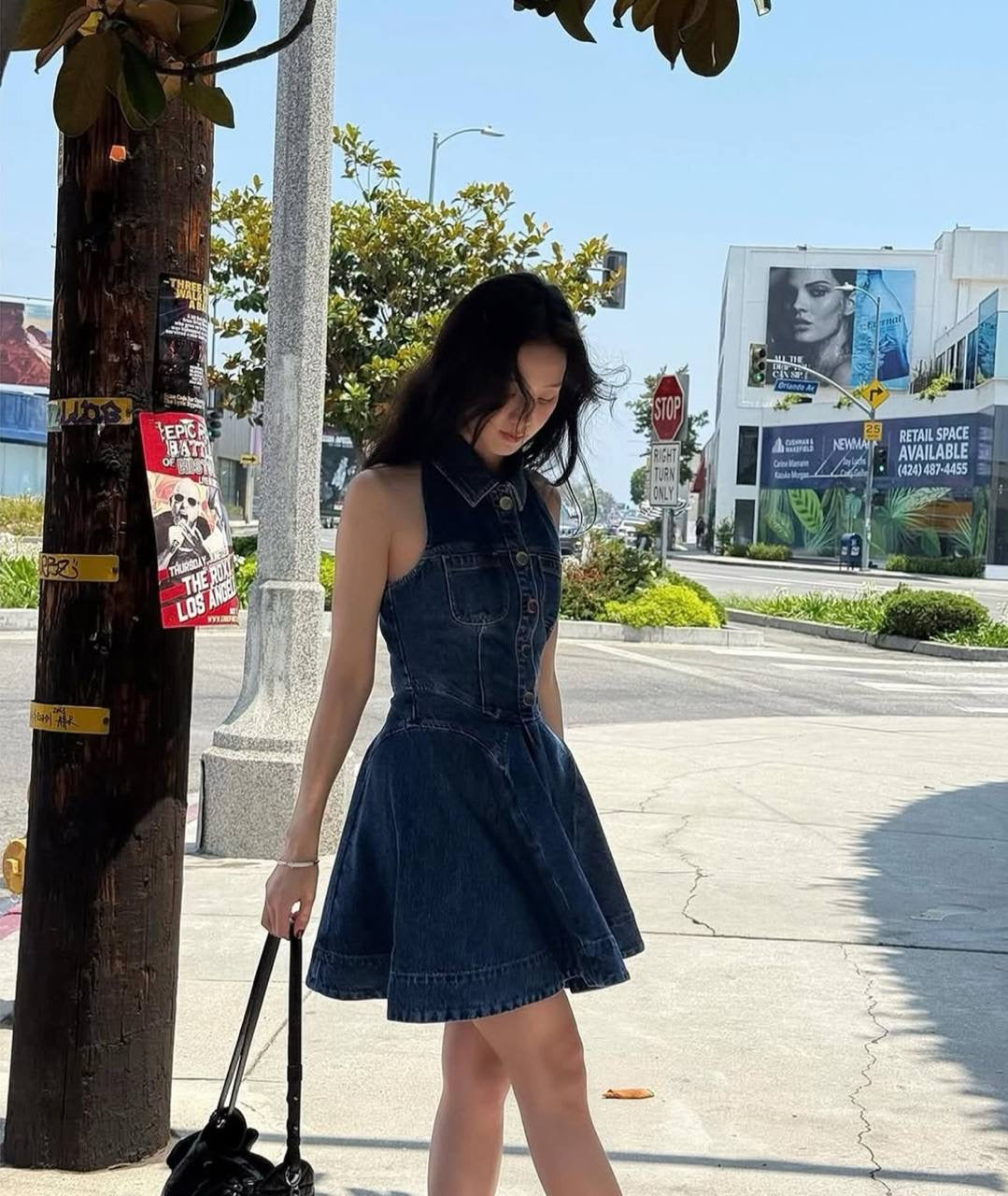 SP Denim Sleeveless Flared Mini Dress Jisoo