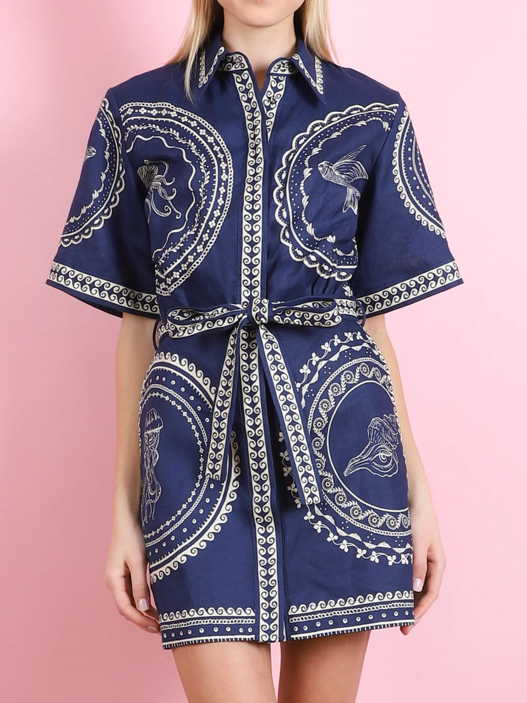 ALM Oceane Linen Shirtdress Mini Dress