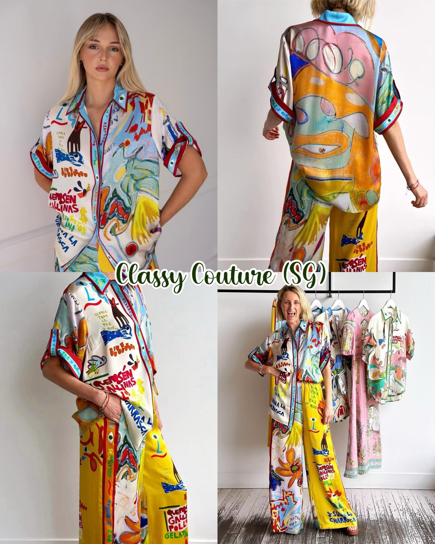 ALM La Charrasca & Franca & Atlas Silk Satin Shirt | Pants | Set