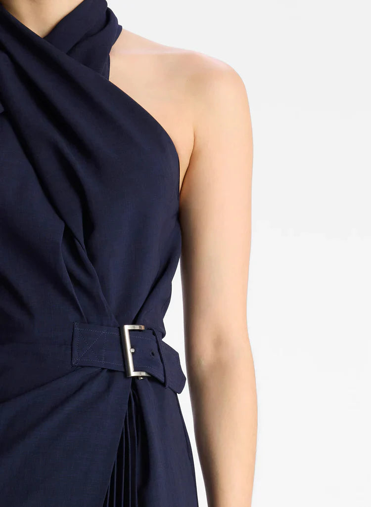 ALC Fiona Pleated Midi Dress in Evening Blue