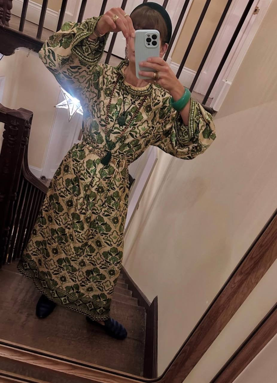 ALM Cece Silk Long Sleeve Midi Dress