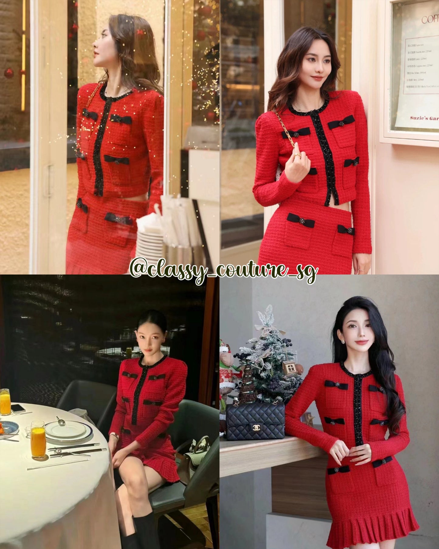 SP Red Knit Cardigan | Mini Skirt | Set