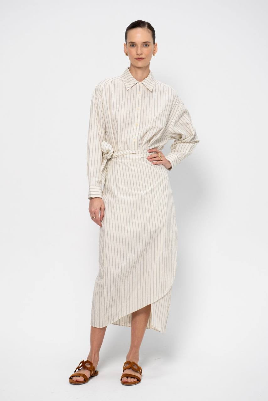 AA Alessandra Sarong Cotton Shirtdress Midi Dress