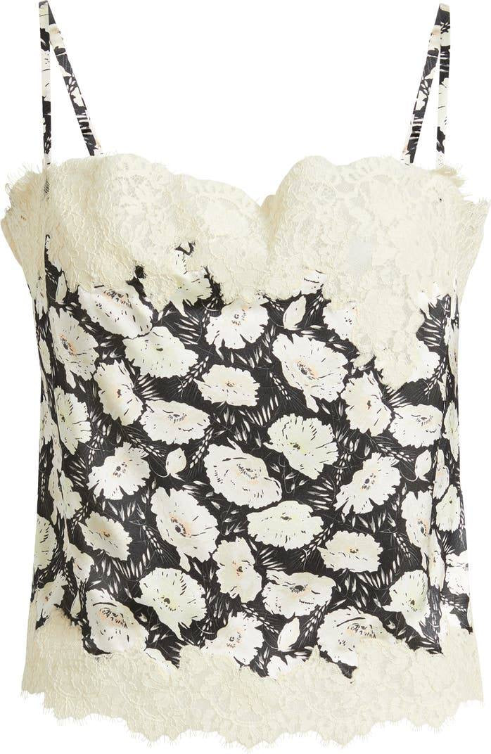 DN Loure Lace Camisole Top | Elowette Floral Lace Hem Silk Midi Skirt | Set
