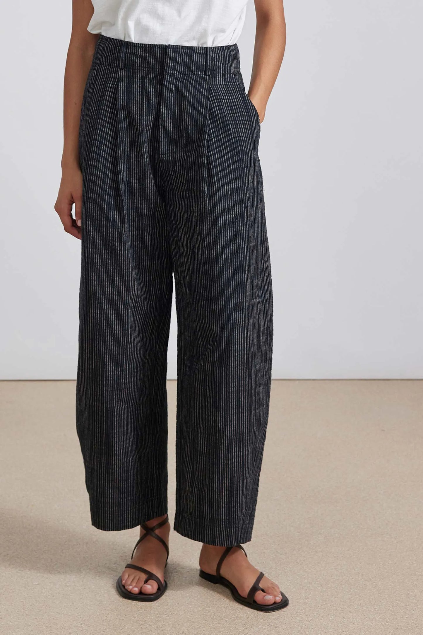 3 Colors! AA Bari Crop Trouser Pants in Pin Stripe | Thyme | Rosa