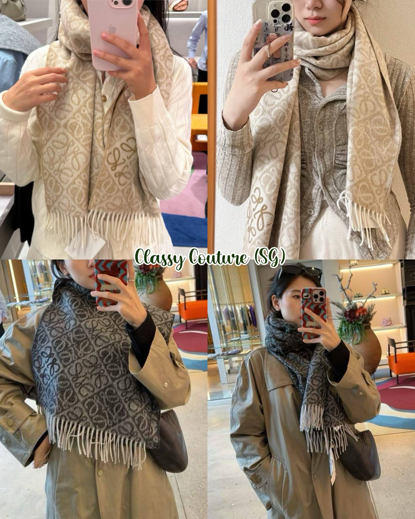 LW Anagram Scarf in Wool and Cashmere 180x38cm