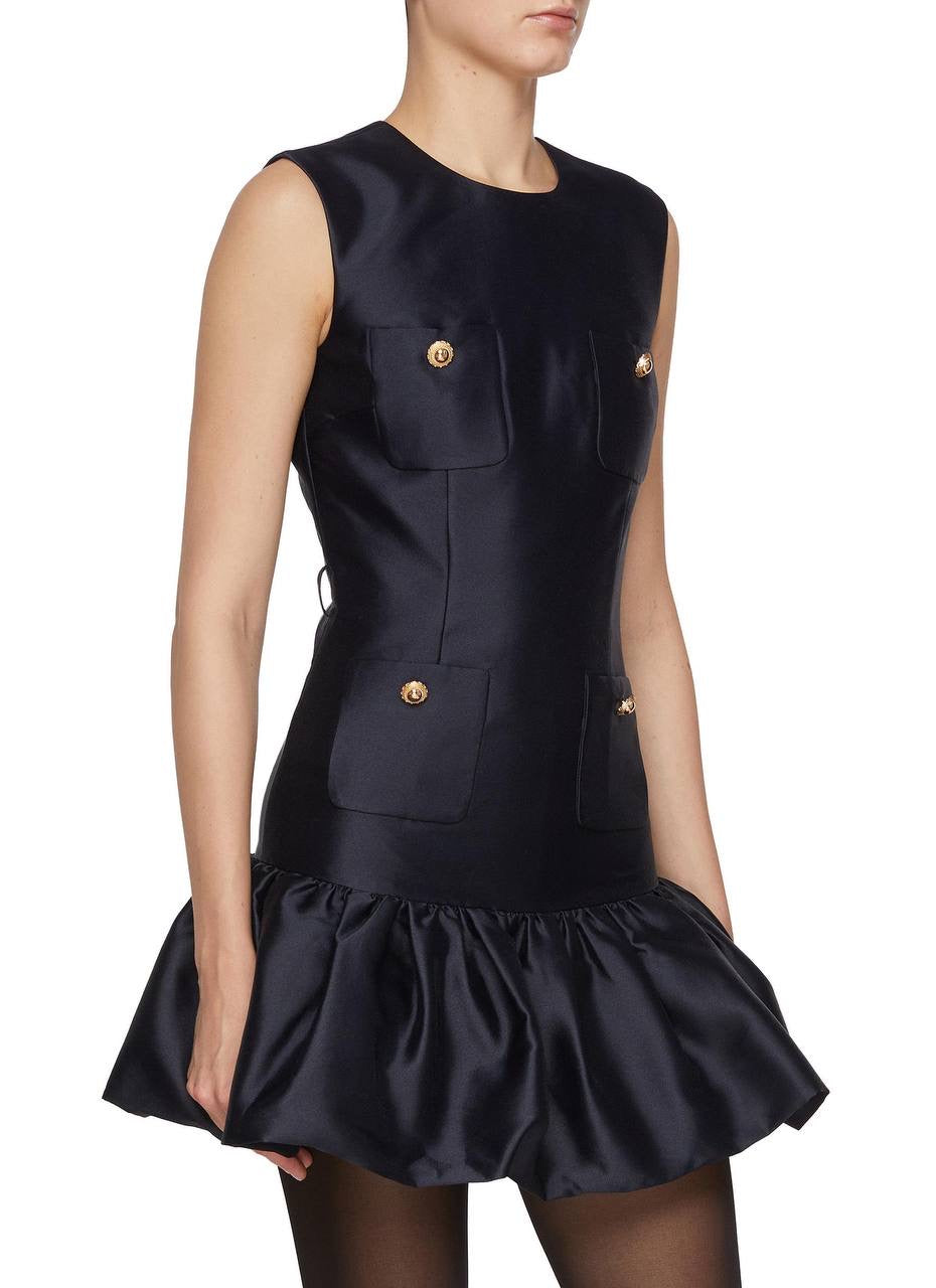 SP Taffeta Mini Dress in White & Navy Blue
