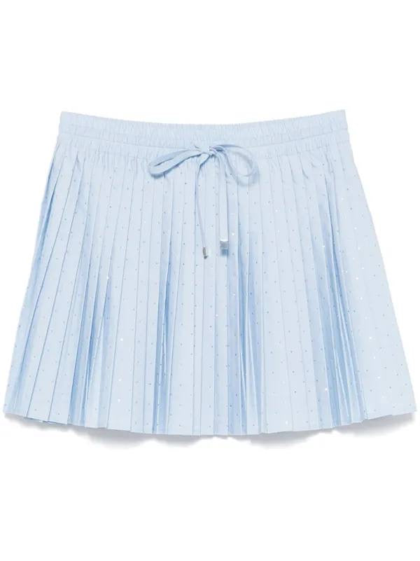 SD Azur Rhinestone Embellished Ruffle Crop Top | Stellie Pleated Mini Skirt | Cotton-blend Set