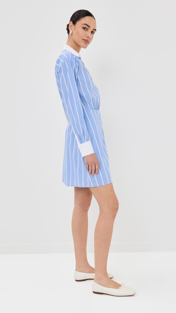 VB Poppe Striped Cotton-Blend Mini Dress Shirtdress