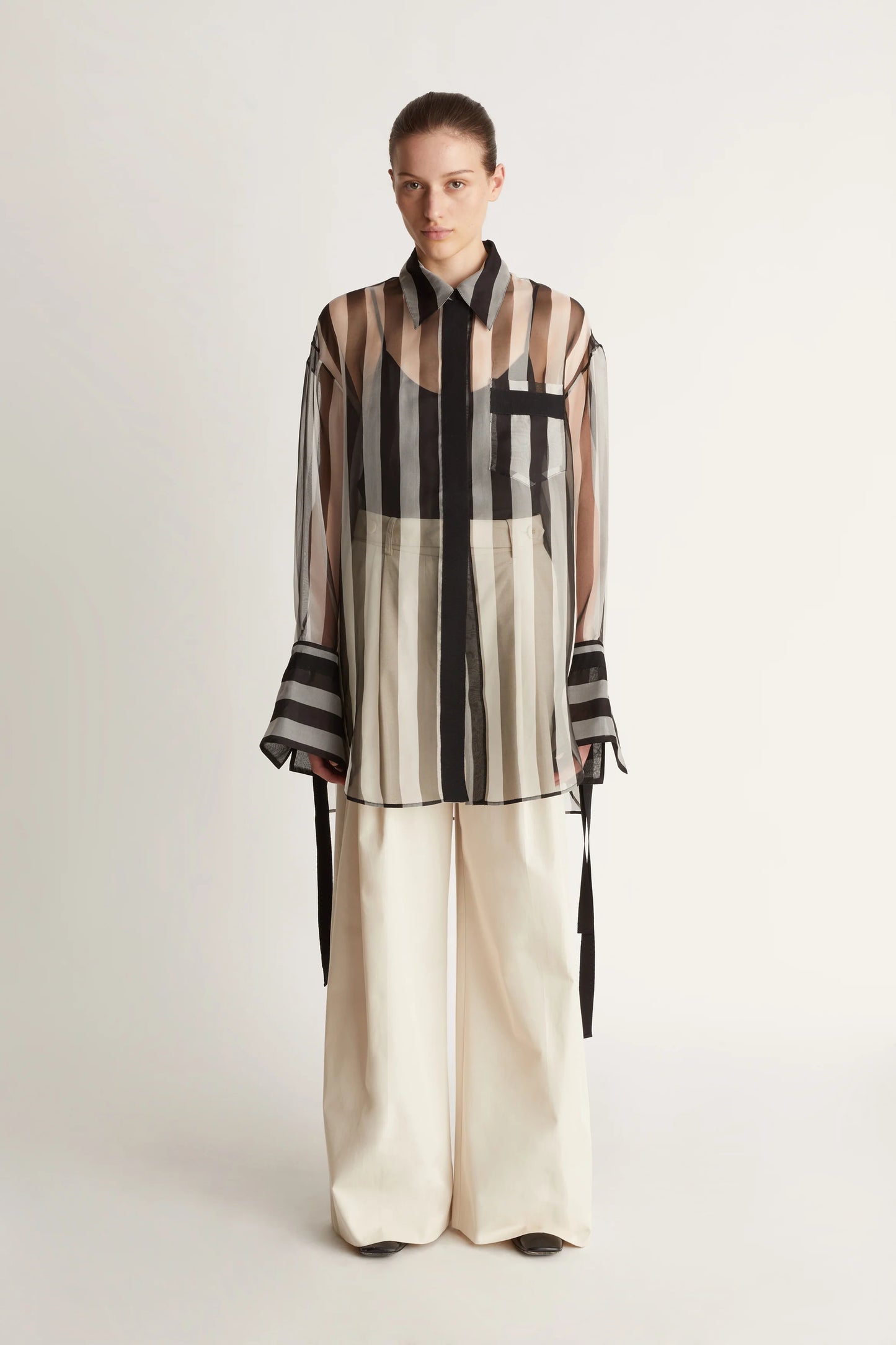 LM Marlow Silk Sheer Shirt | Apron Midi Dress