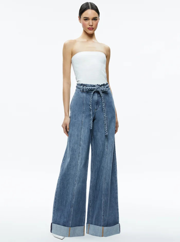 AO Harriet Wide Leg High Rise Paperbag Jeans