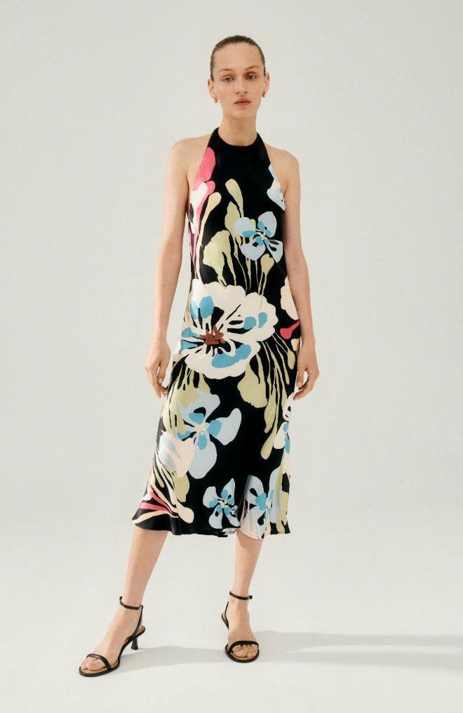 SL Halter Silk Midi Dress