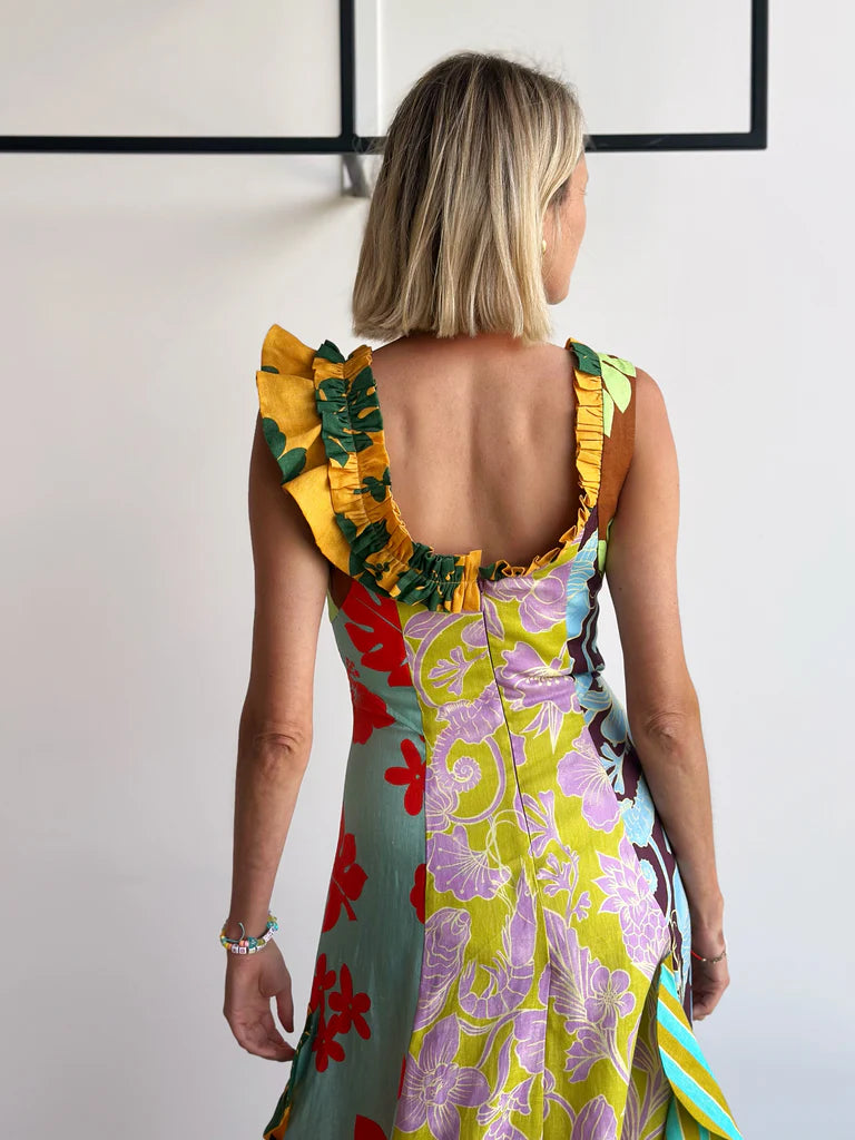 ALM Poppy Spliced Linen Midi Maxi Dress