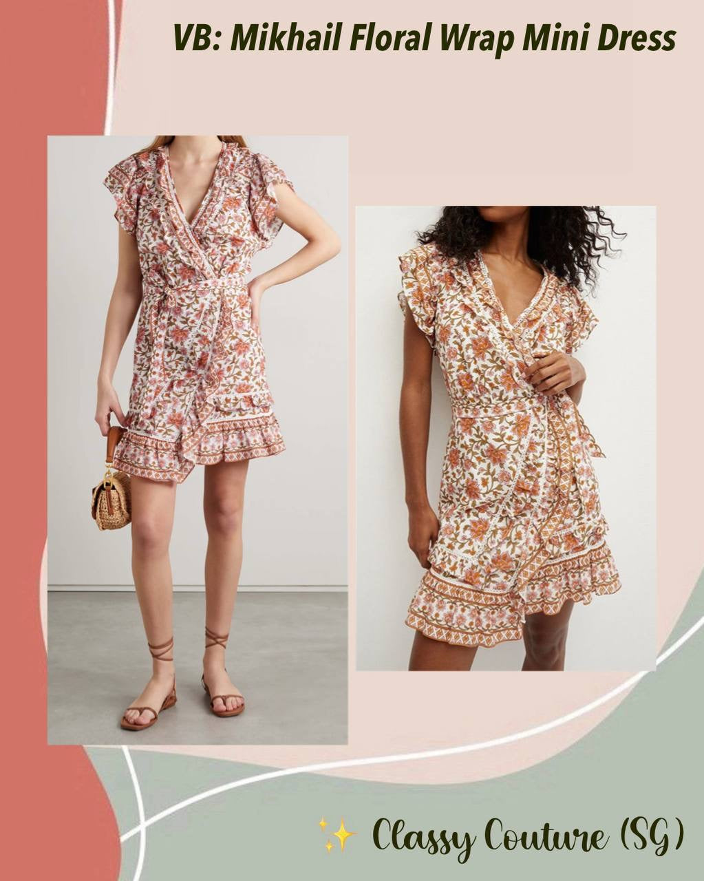 VB Mikhail Floral Cotton Wrap Mini Dress