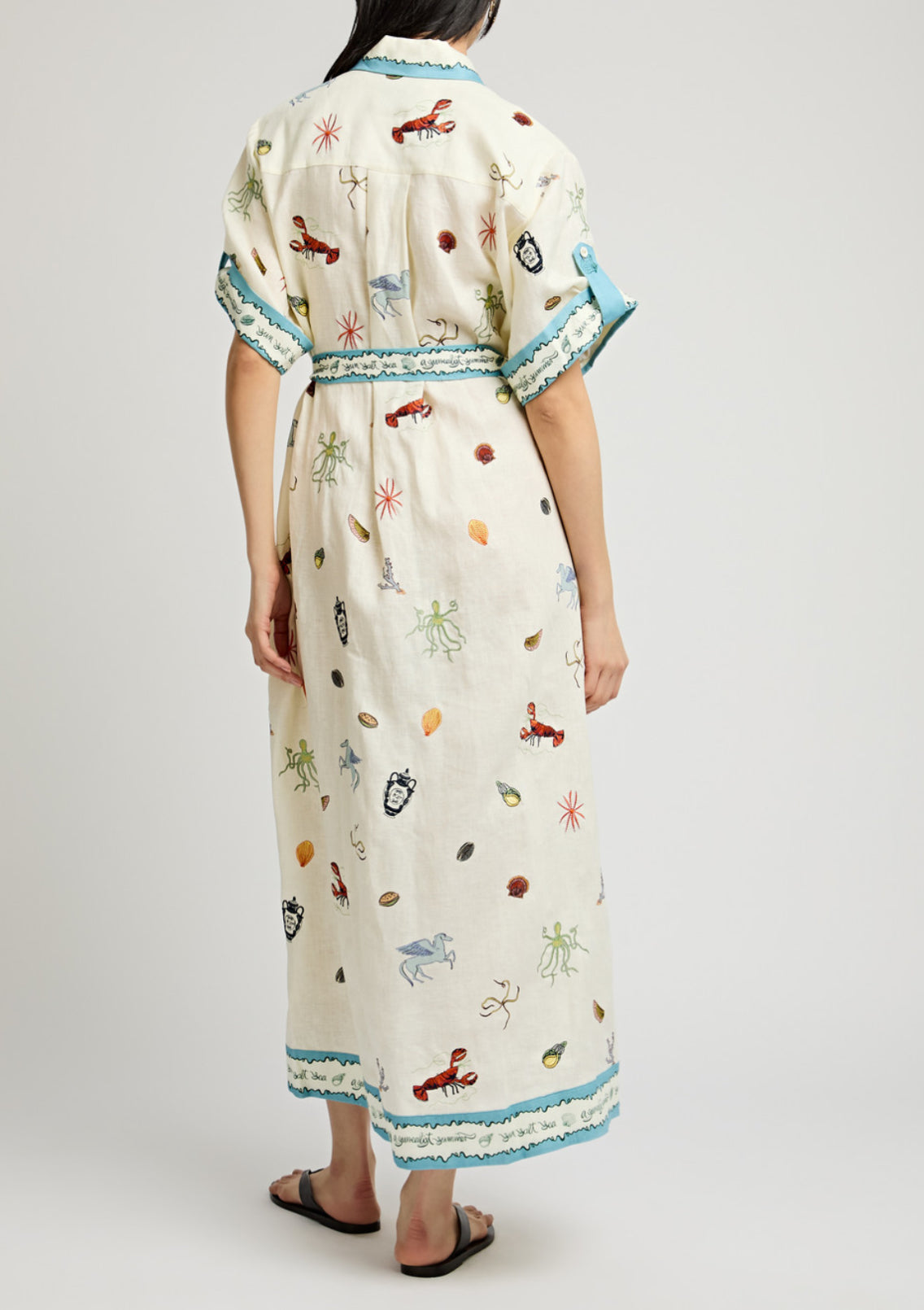 ALM Sandy Embroidered Midi Dress Shirtdress