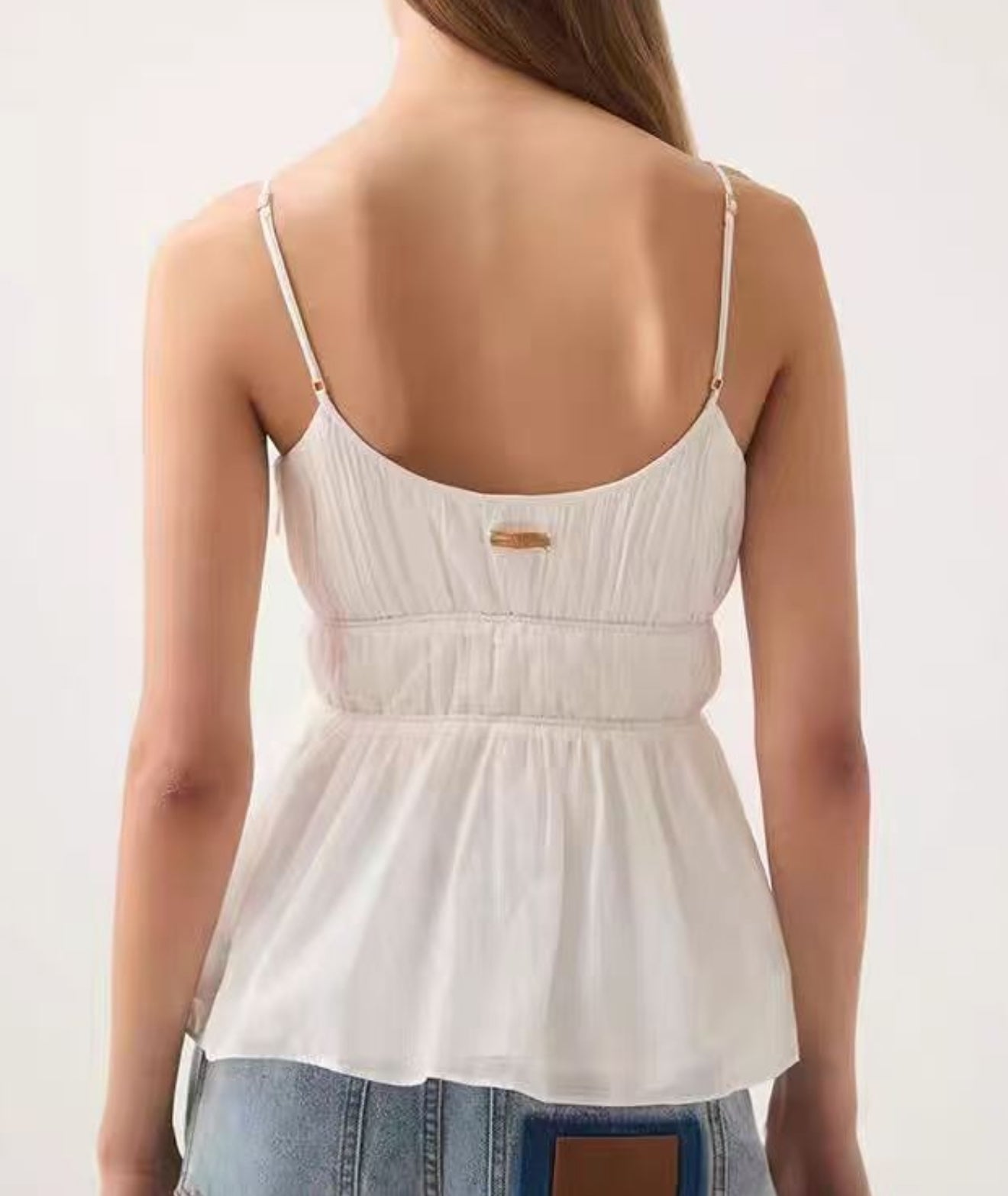 AJ Acapella Ruched Cotton-Viscose Top in Ivory