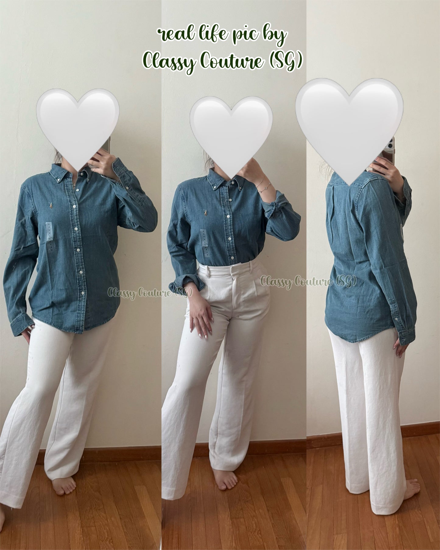 RL Men’s / Unisex Custom Slim Fit Denim Cotton Shirt