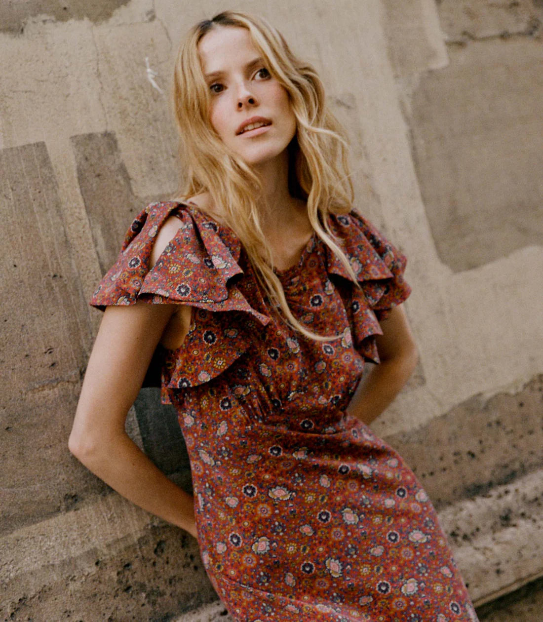 DN Beatriz Ruffled Silk Midi Dress