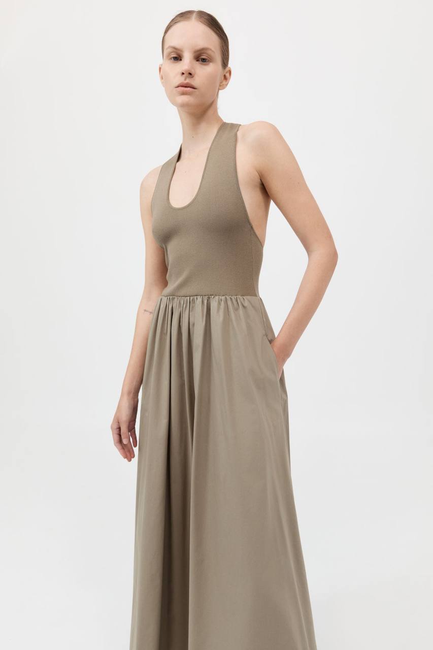 SA Plunge Neck Midi Maxi Dress